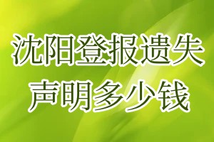 沈陽登報遺失聲明多少錢