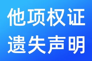 他項(xiàng)權(quán)證遺失聲明